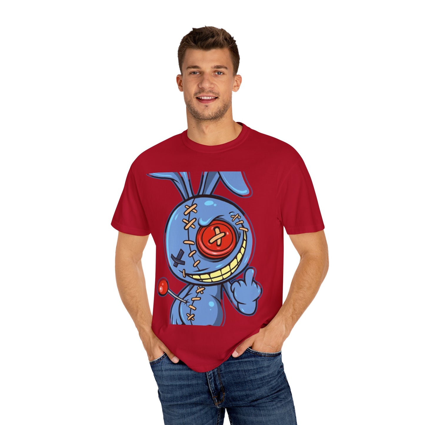 Whimsical Cartoon Bunny Unisex Garment-Dyed T-Shirt