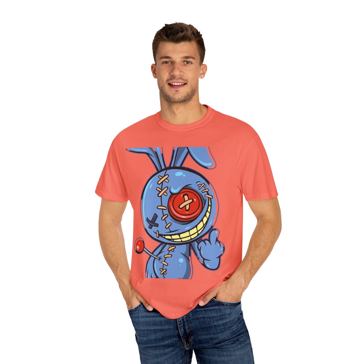 Whimsical Cartoon Bunny Unisex Garment-Dyed T-Shirt