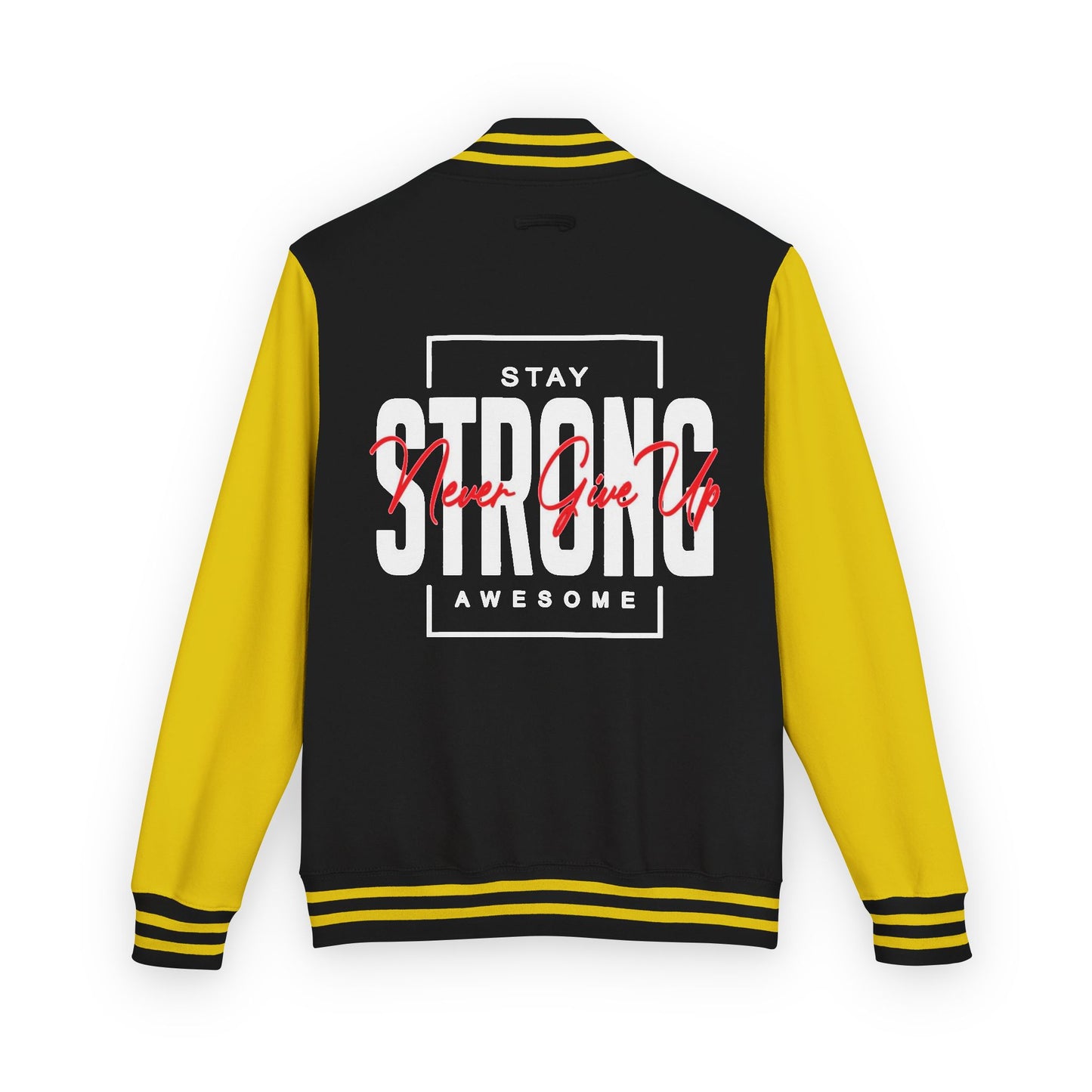 Unisex Heavyweight Letterman Jacket - Stay Strong, Never Give Up