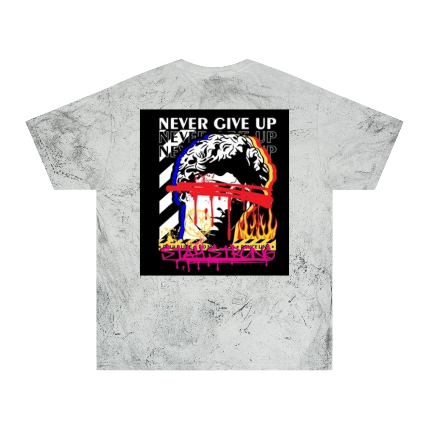 Unisex Color Blast Motivational T-Shirt - "Never Give Up" Design