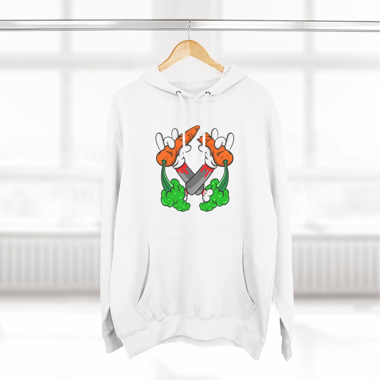 Stylish Three-Panel Fleece Hoodie with Vegetable Design