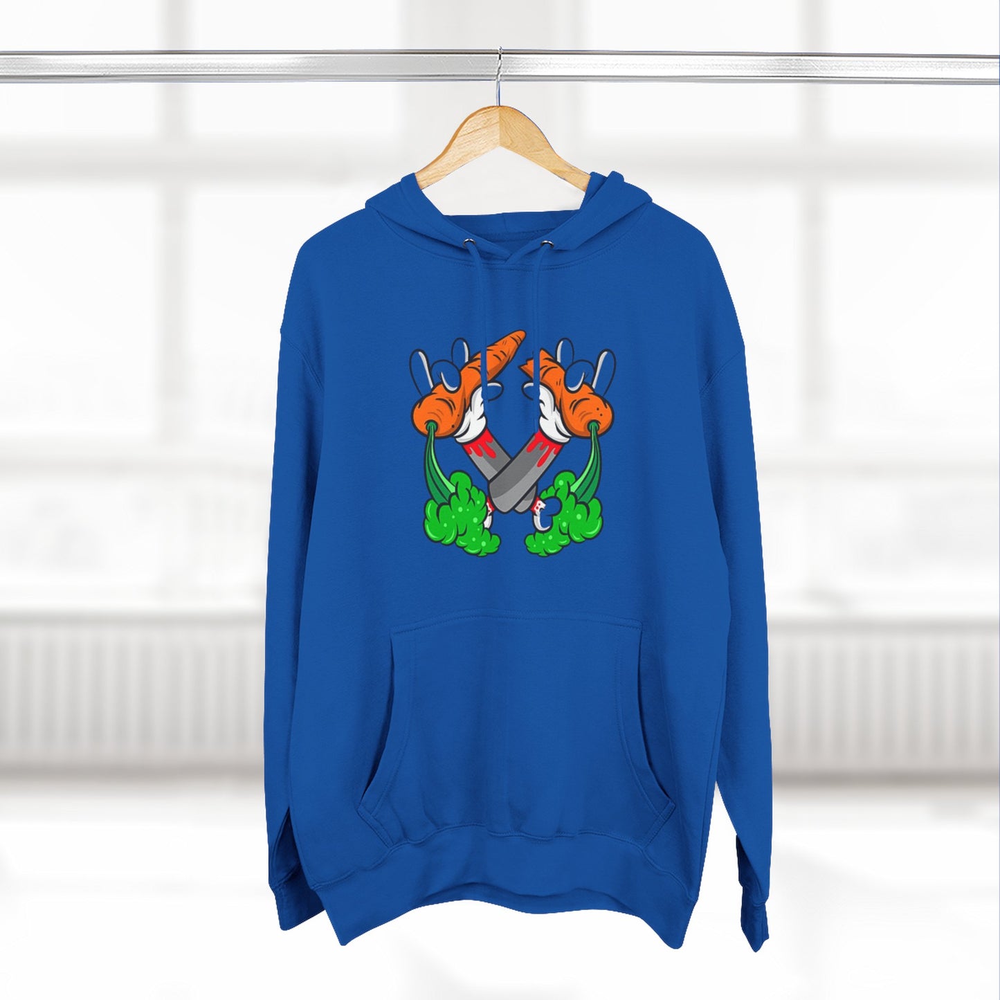 Stylish Three-Panel Fleece Hoodie with Vegetable Design