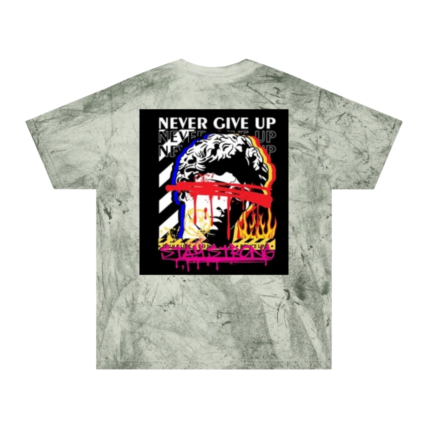 Unisex Color Blast Motivational T-Shirt - "Never Give Up" Design