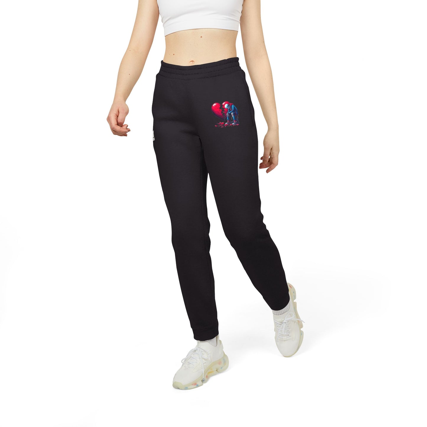 Cozy Adidas Unisex Fleece Joggers with Heart Design - Perfect for Casual Comfort
