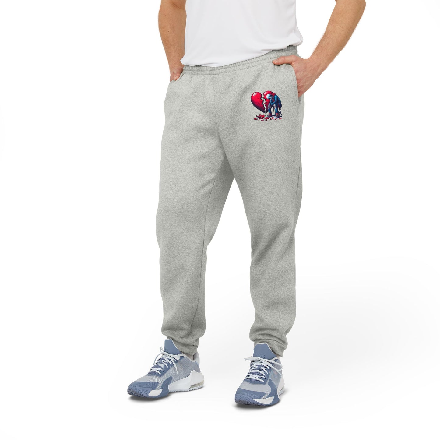 Cozy Adidas Unisex Fleece Joggers with Heart Design - Perfect for Casual Comfort