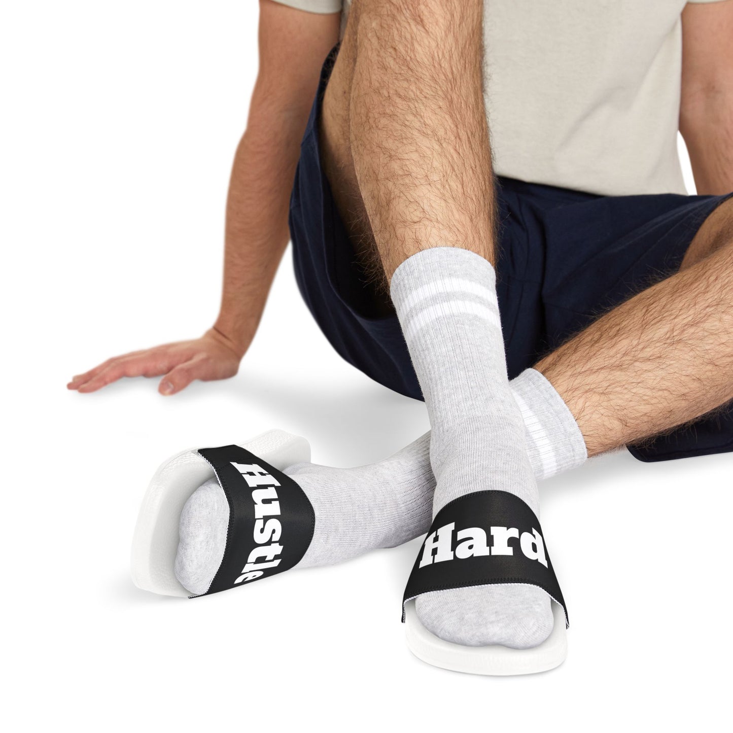 Men's Hustle Hard Sliders - Removable-Strap Sandals for Casual Comfort