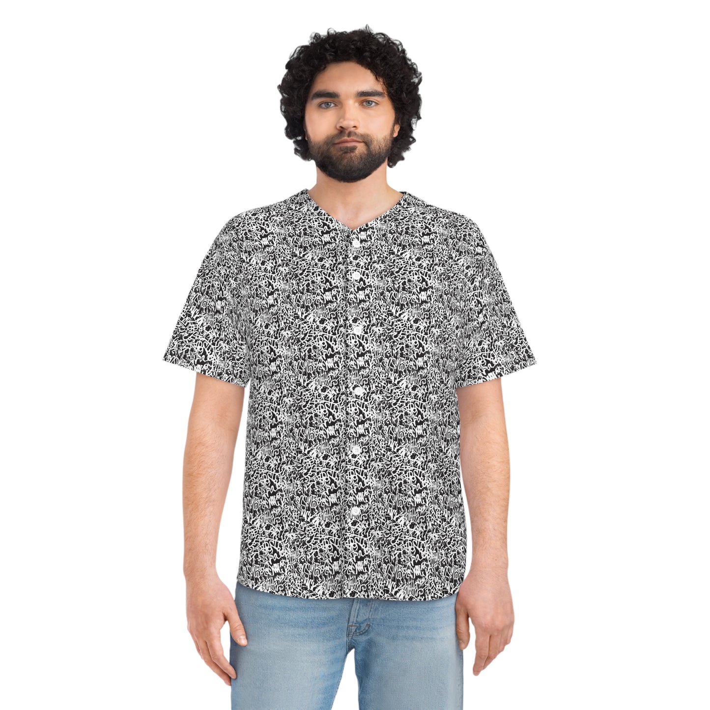 Men's Baseball Jersey - Abstract Black & White Design for Sports Fans