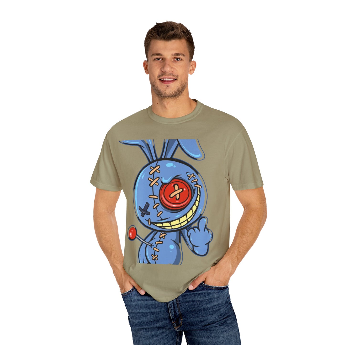 Whimsical Cartoon Bunny Unisex Garment-Dyed T-Shirt