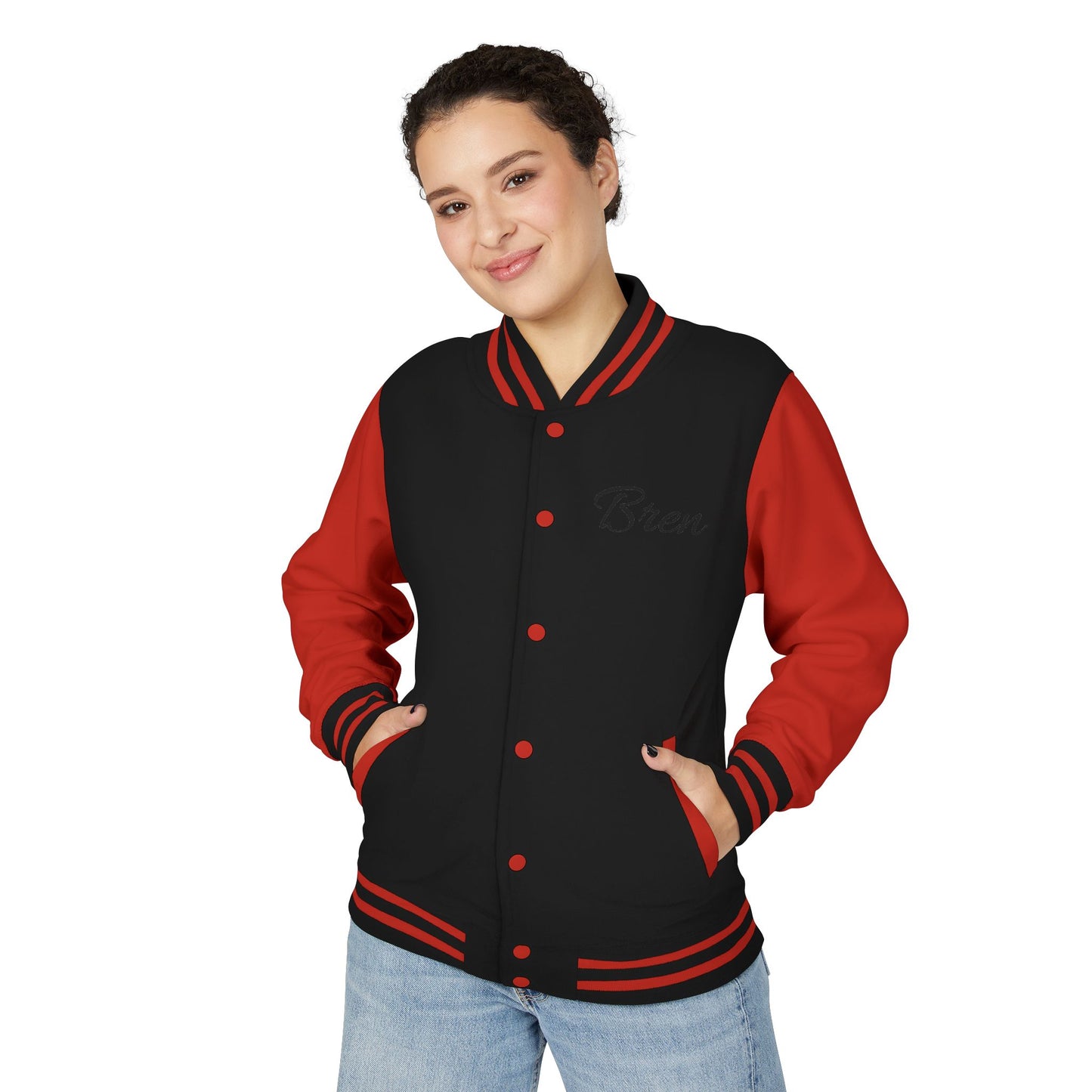 Unisex Heavyweight Letterman Jacket - Stay Strong, Never Give Up