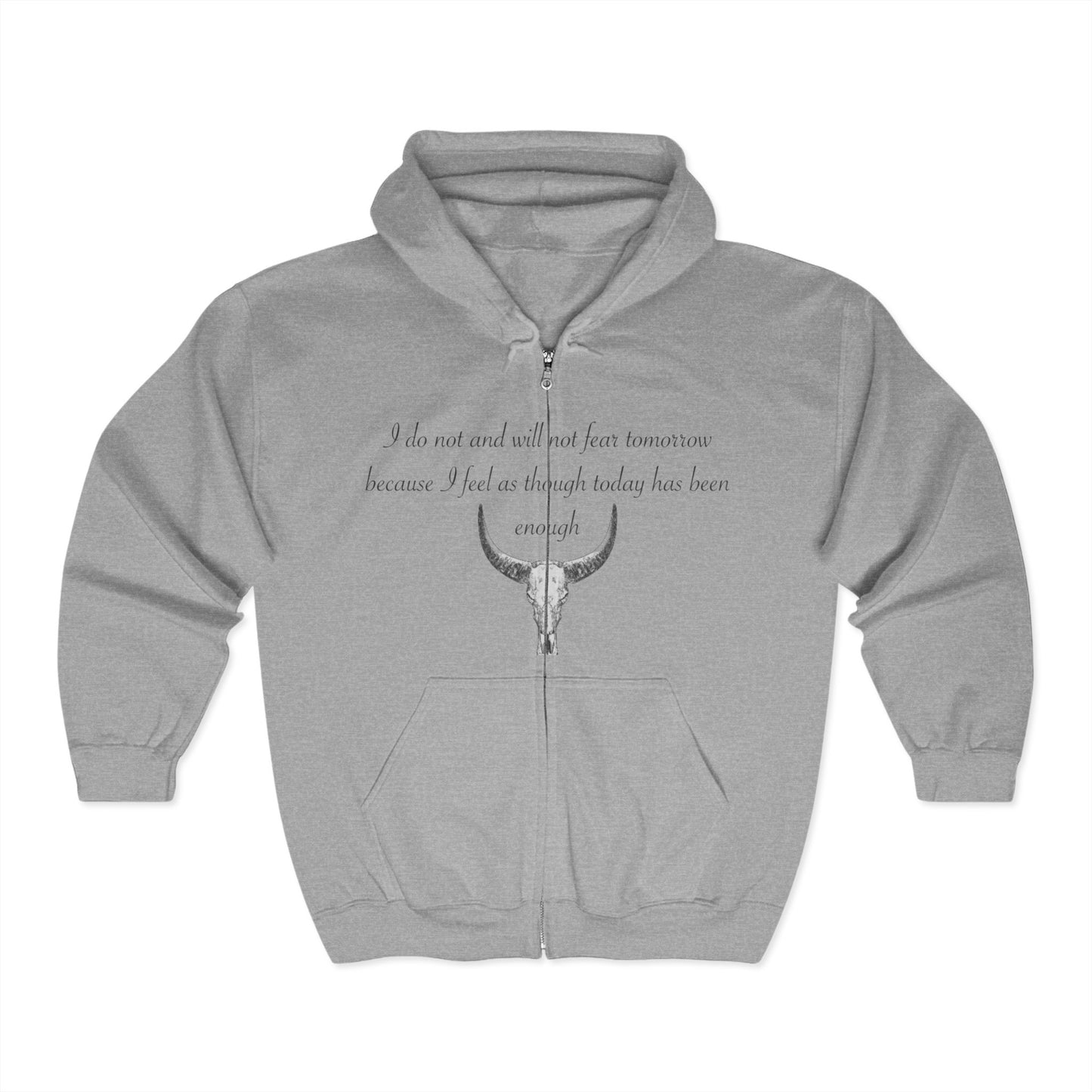 Inspirational Unisex Full Zip Hoodie - 'Fear Not Tomorrow' Design